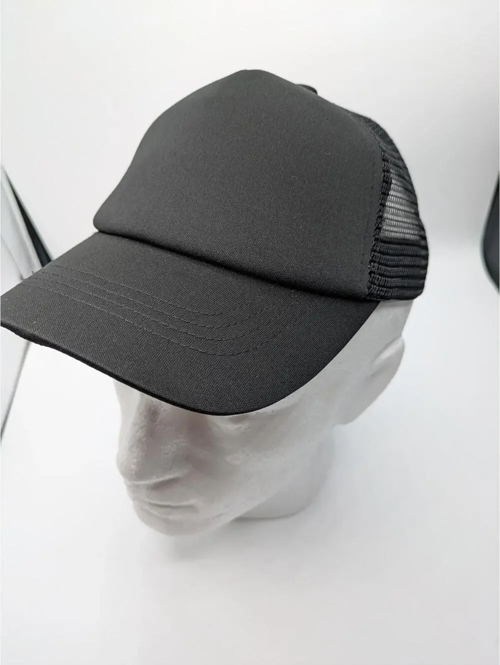 Plain Black Trucker Baseball Hat Cap with Mesh Back NWT